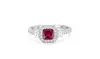 Princess Cut Wedding Ring Round Simulated Ruby CZ 925 Sterling Silver 