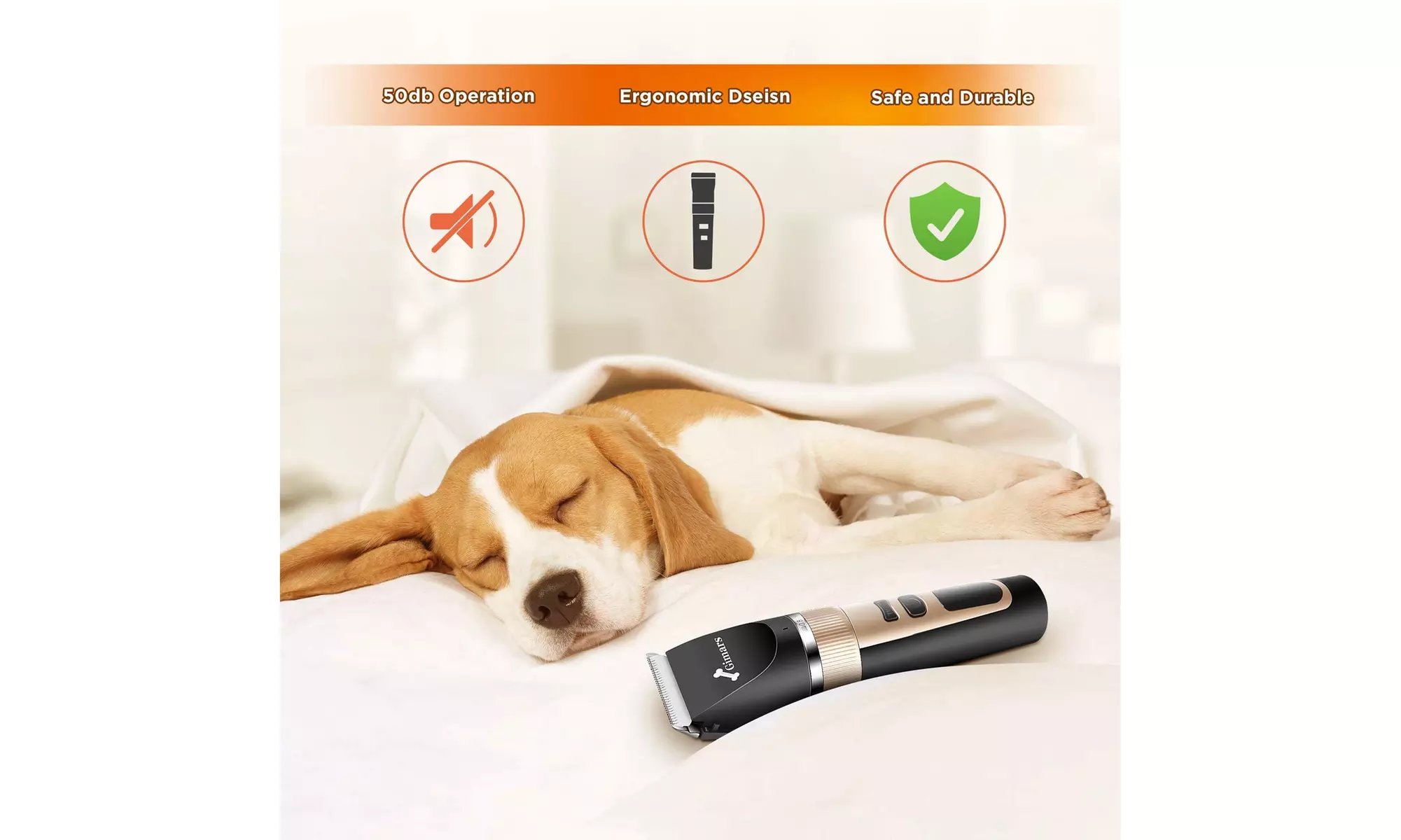 Gimars Cordless Dog Clippers, Newest 3.0 Motor Powerful Cutting Smoothly - Second Medium