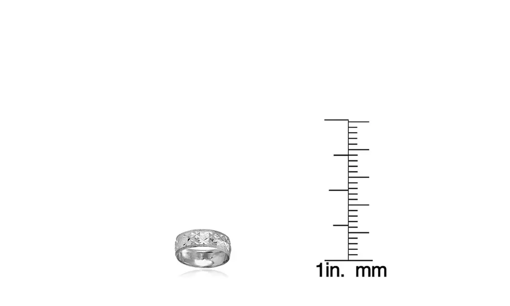 Sterling Silver Diamond-cut Wedding Band Ring