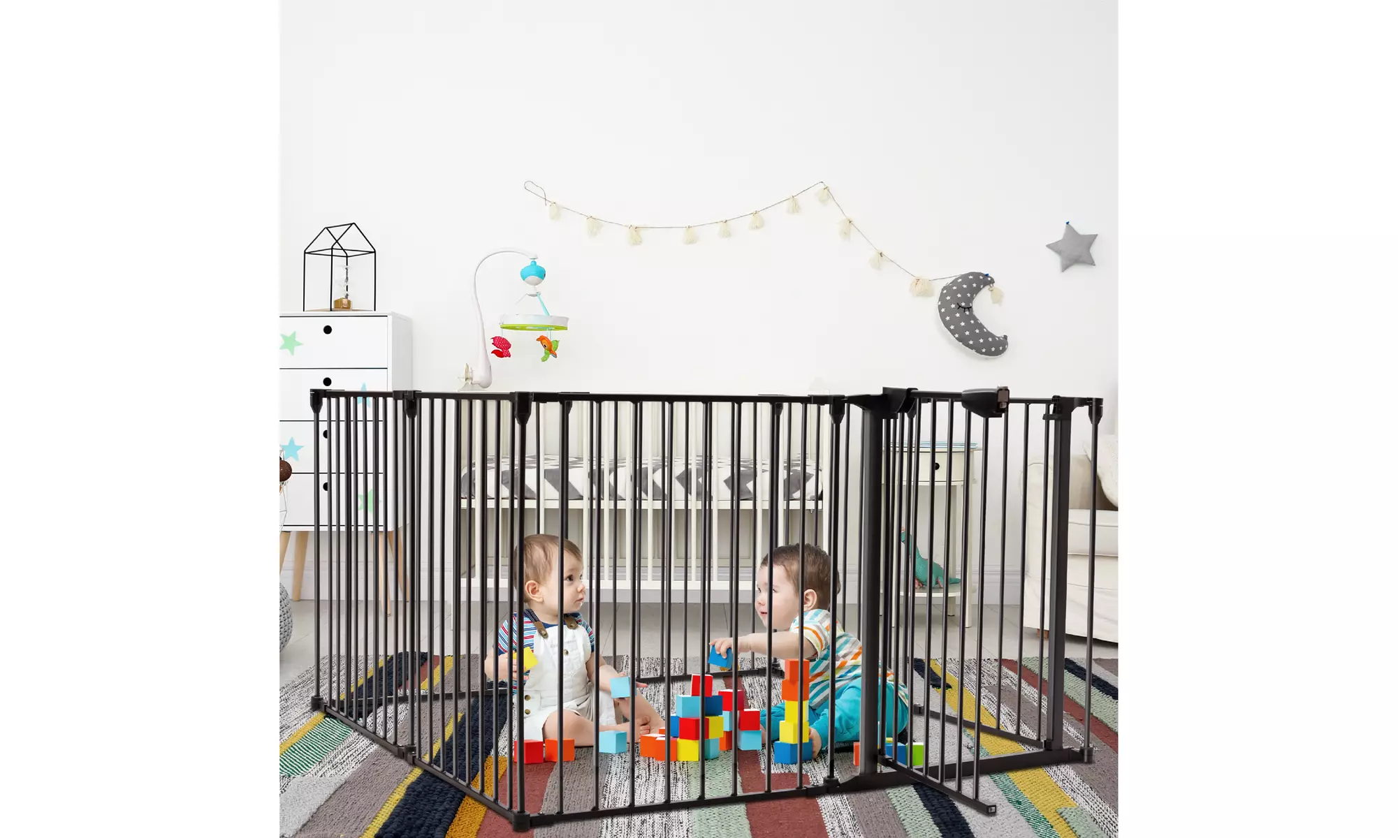 Multifunction 8 Panel Metal Gate Baby Pet Fence Safe Playpen