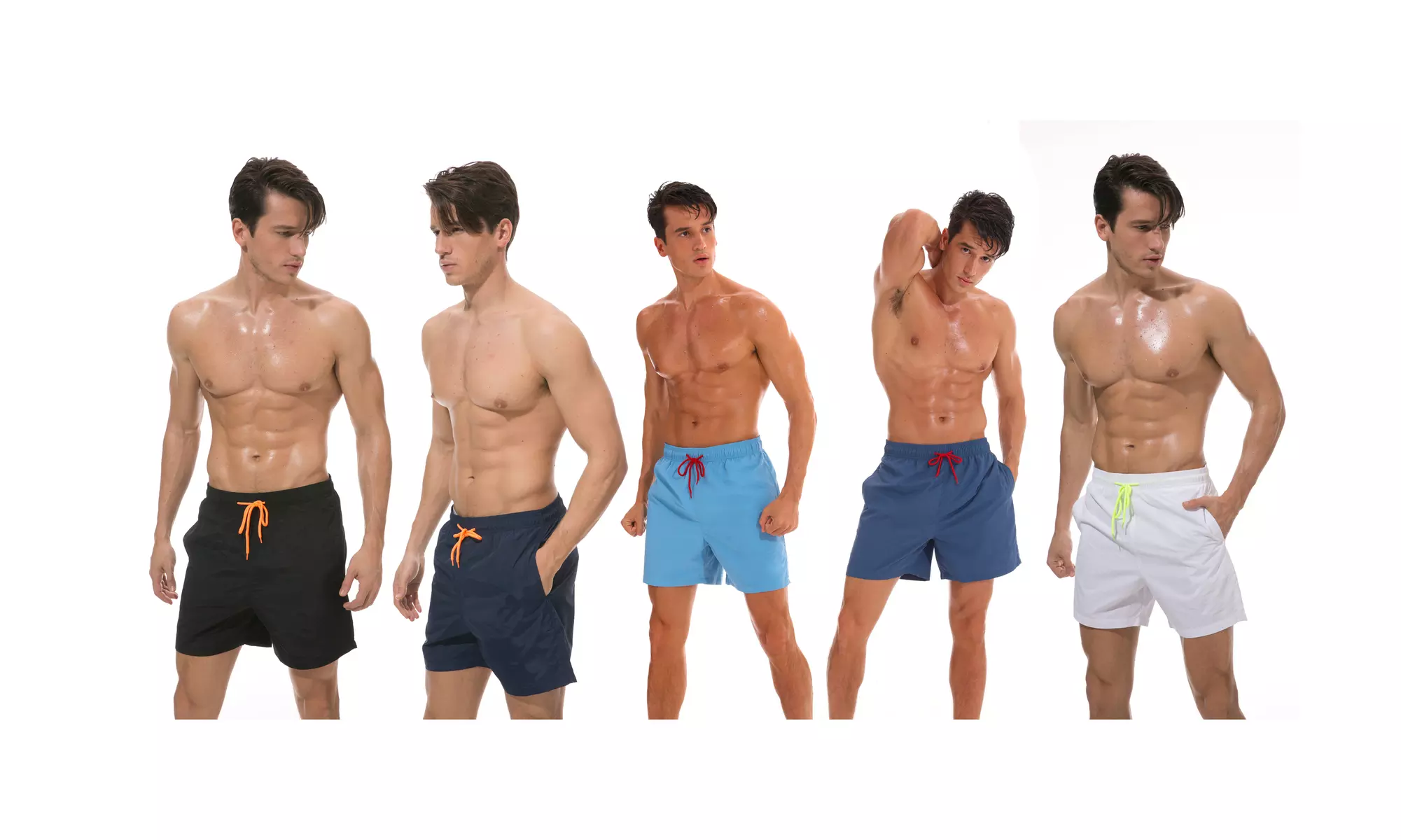 Suslo Couture Men's Quick Dry Solid Swim Trunks with Front & Back Pockets - Primary Image