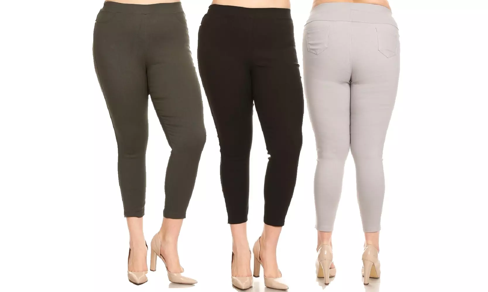 Women's High Waist Pull-On Stretchy Skinny Jeggings (3-Pack) With Plus Size