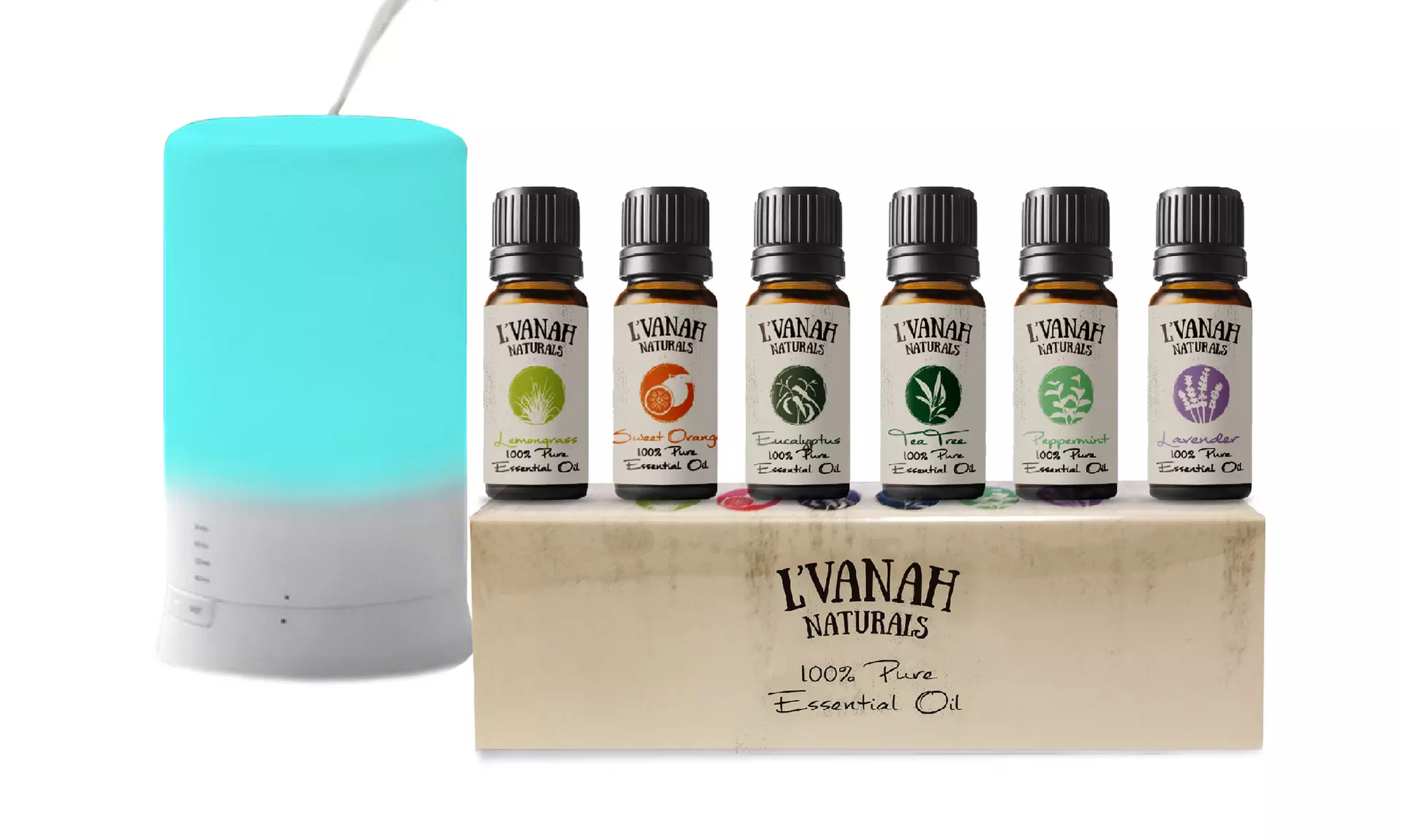Color Changing Aroma Diffuser and 6 Essential Oils Aromatherapy Set - Second Medium