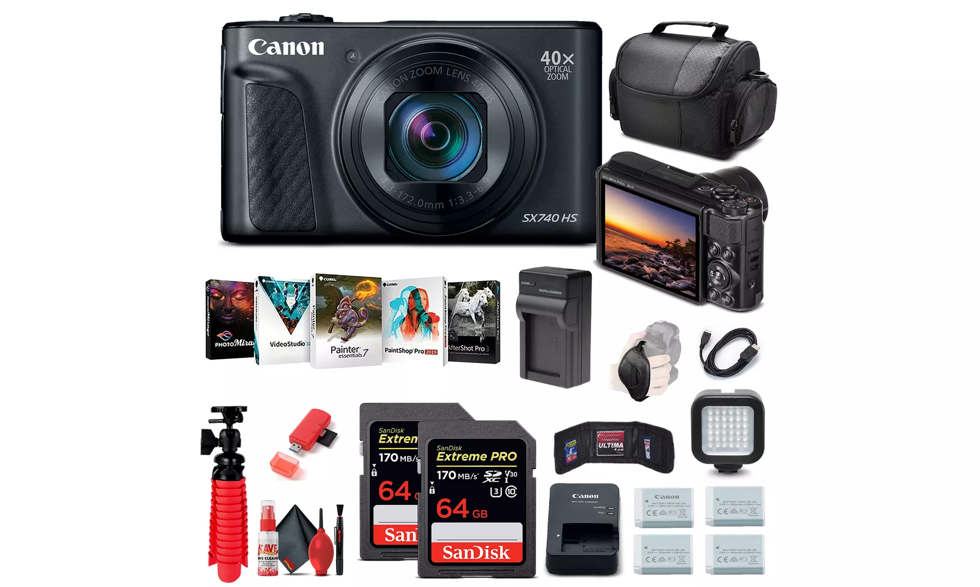 Canon PowerShot SX740 HS Digital Camera (Black) with 64GB Card Advanced Bundle - Primary Image