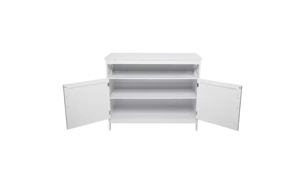 Double Door Side Cabinet With Partition White