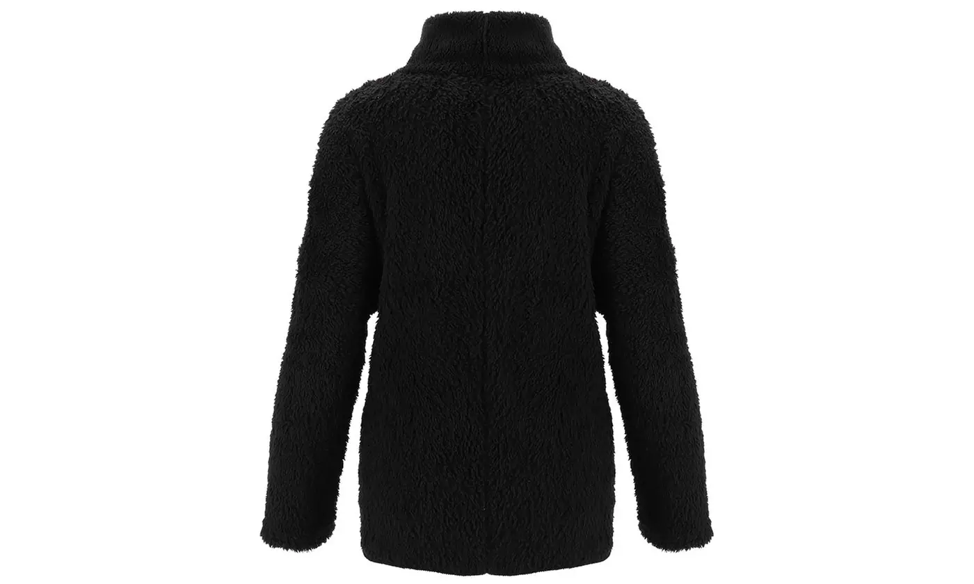 Women's Fuzzy Fleece Oversized Loose Turtleneck Sherpa