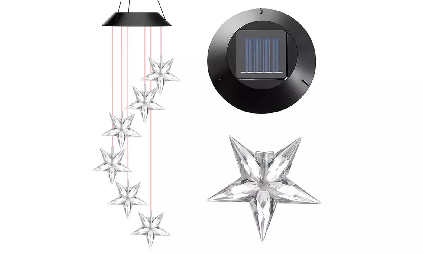 LED Color-Changing Solar Power Wind Chime Night Garden Decoration Spiral Spinner
