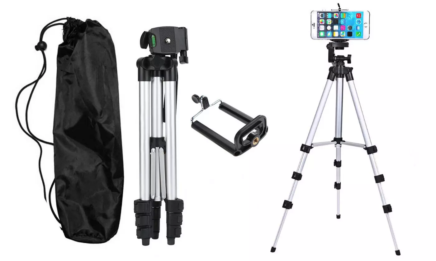 Extendable Camera Tripod Stand Holder Mount Clip for iPhone Samsung Cell Phone - Primary Image
