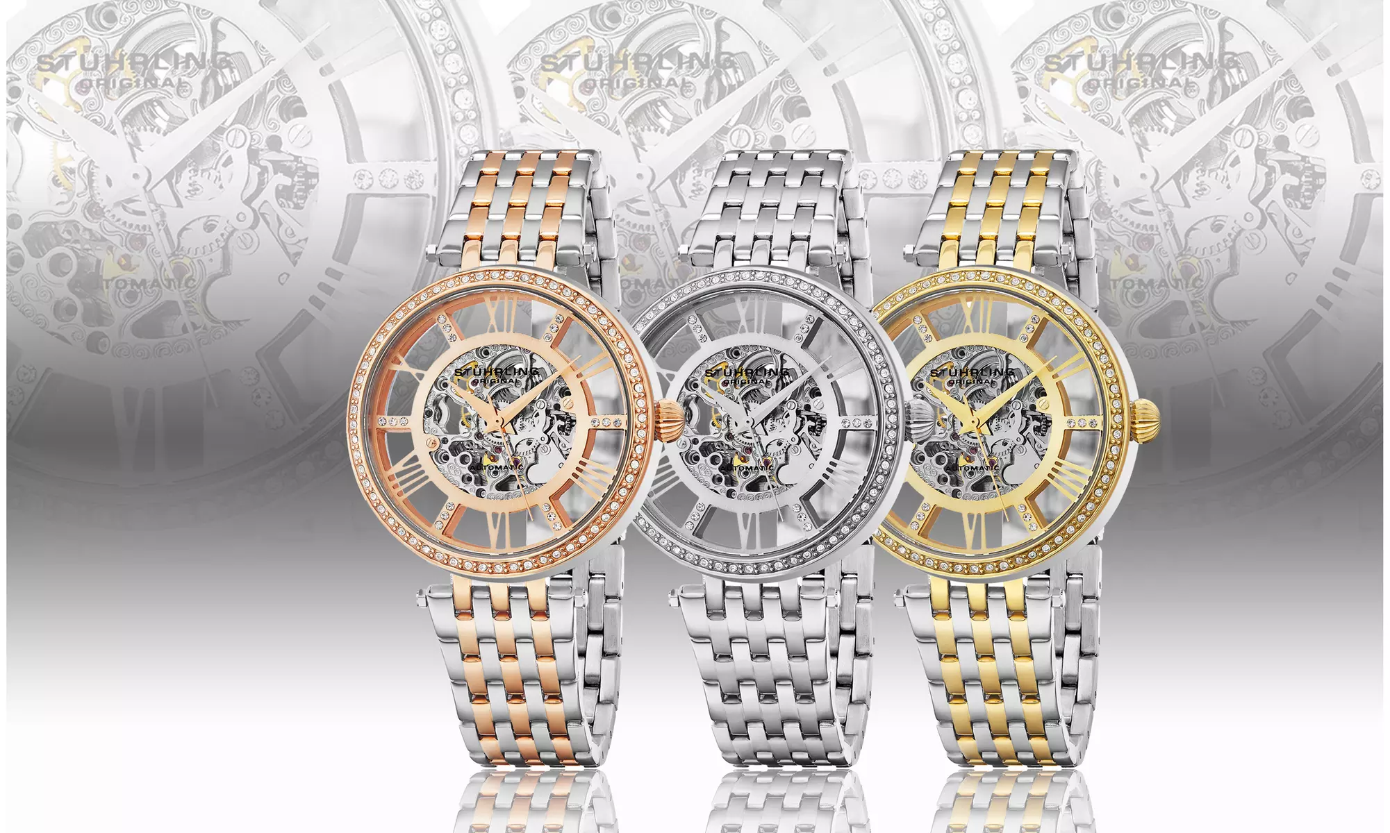 Stuhrling Women's Automatic Skeletonized Bracelet Watch with Free GWP - Primary Image