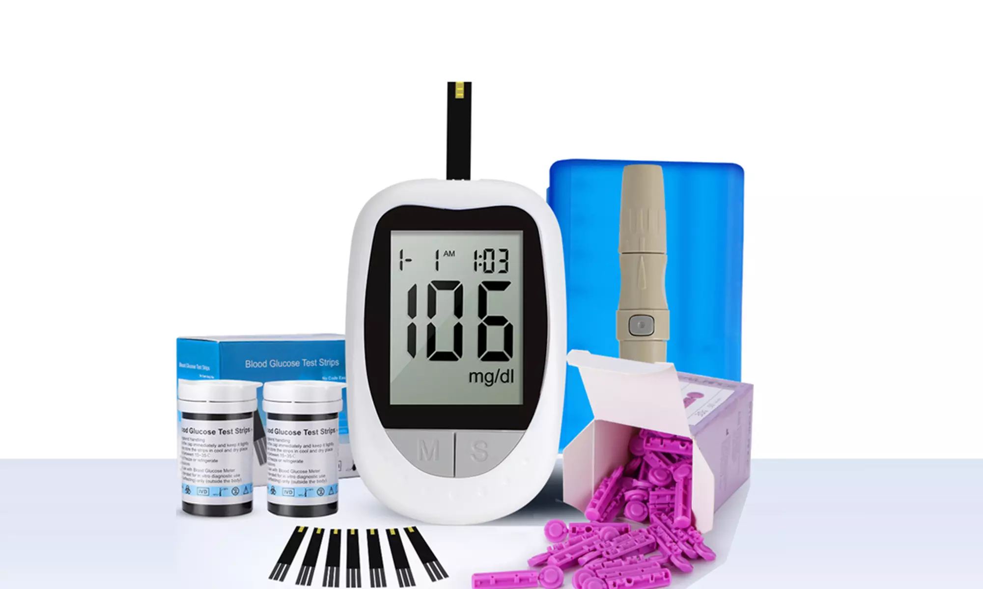 Diabetes Test Kit Blood Glucose Monitoring with 50 Test Strips 50 Lancets - Primary Image