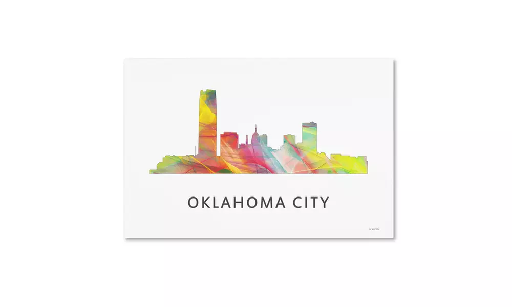 Marlene Watson 'Oklahoma City Oklahoma Skyline WB-1' Canvas Art - Primary Image