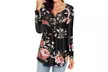 Womens Sexy Print Leisure Button Long-Sleeve Blouse Tunics Floral Printed - Second Medium