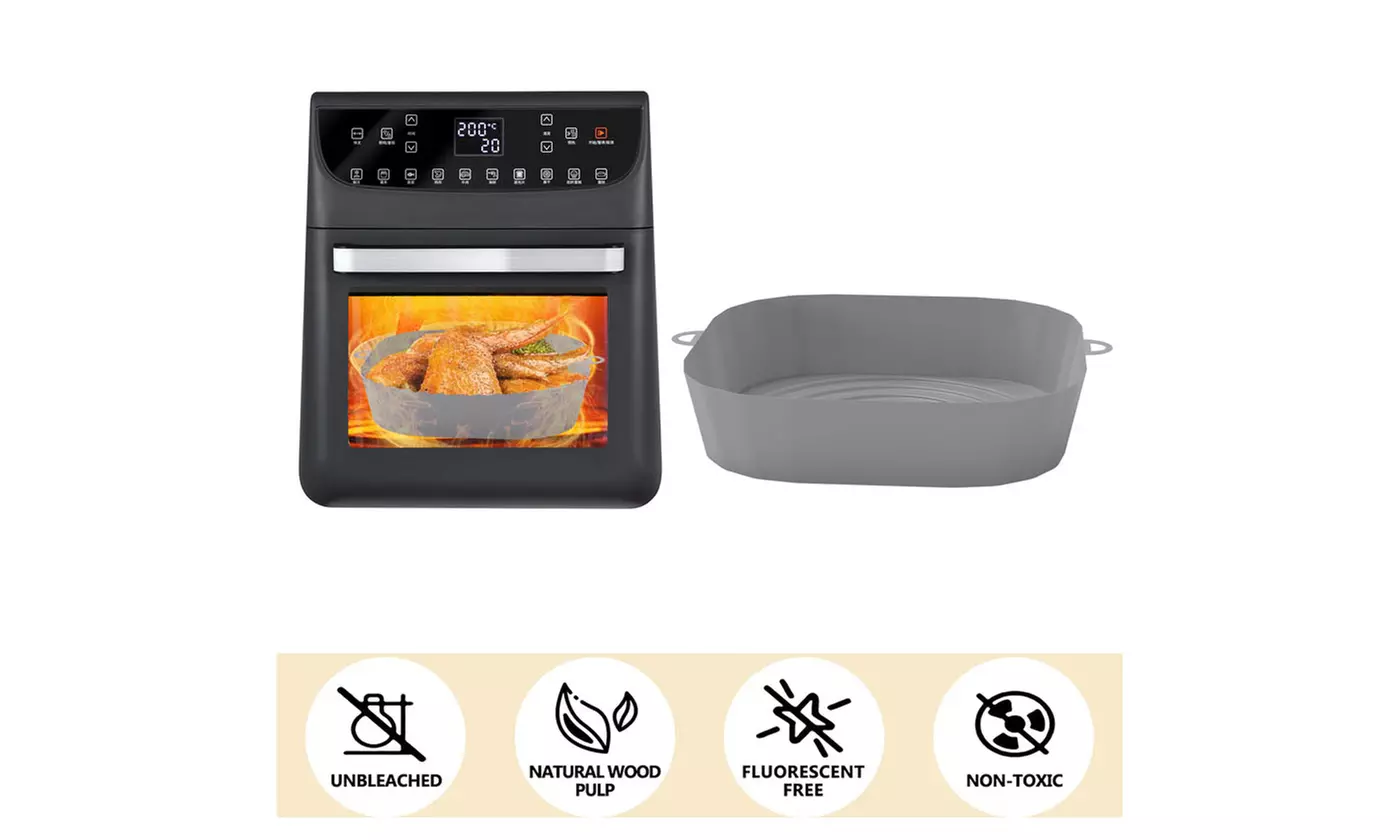 2Pack Square Silicone Air Fryer Pot 8 inch Reusable Airfryer Basket for 4 to 7QT