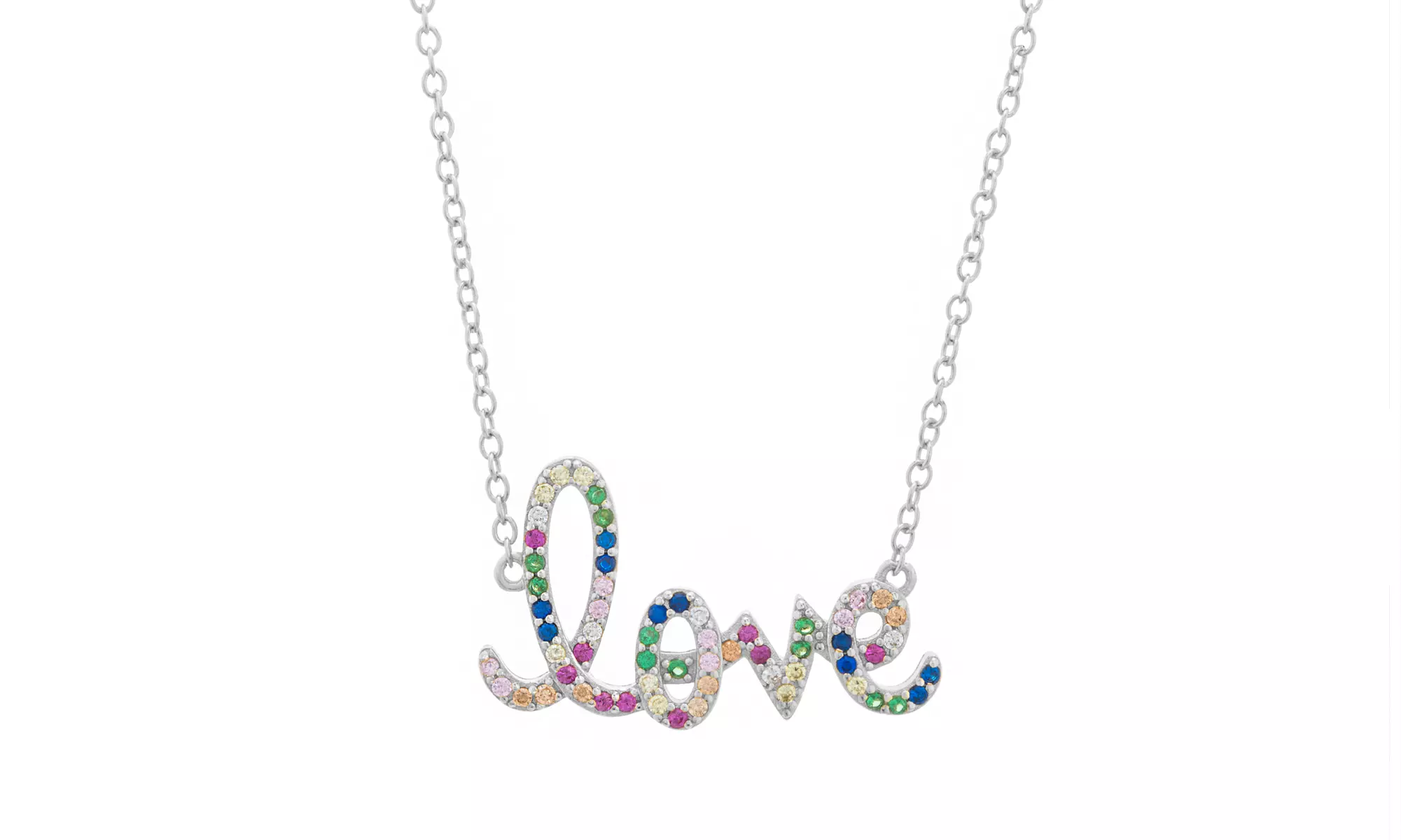 Choice of Crystal Curb Chain or Rainbow Script Love Layering Necklaces - Image 5