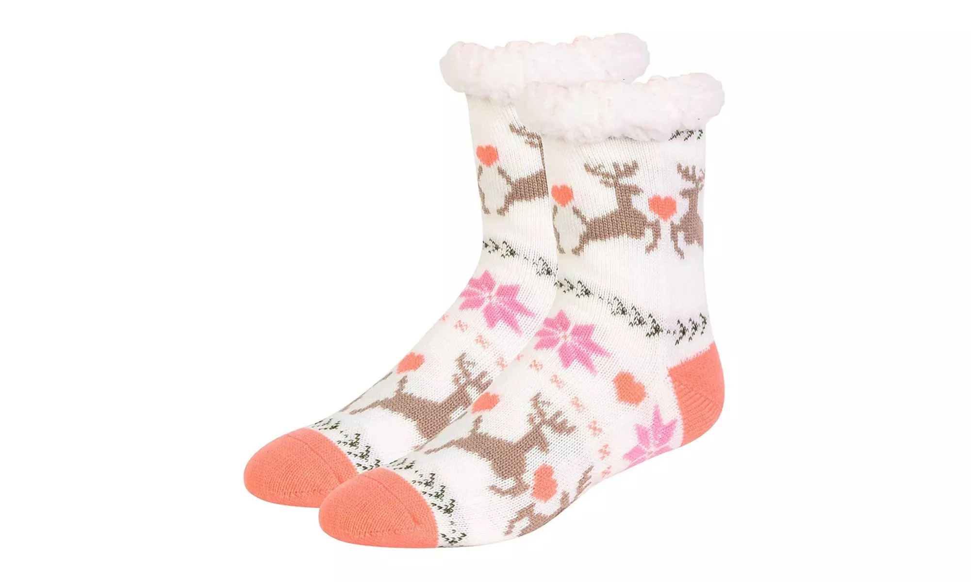 Women's Sherpa Fleece Lined Christmas Cozy Fuzzy Slipper Socks With Grippers