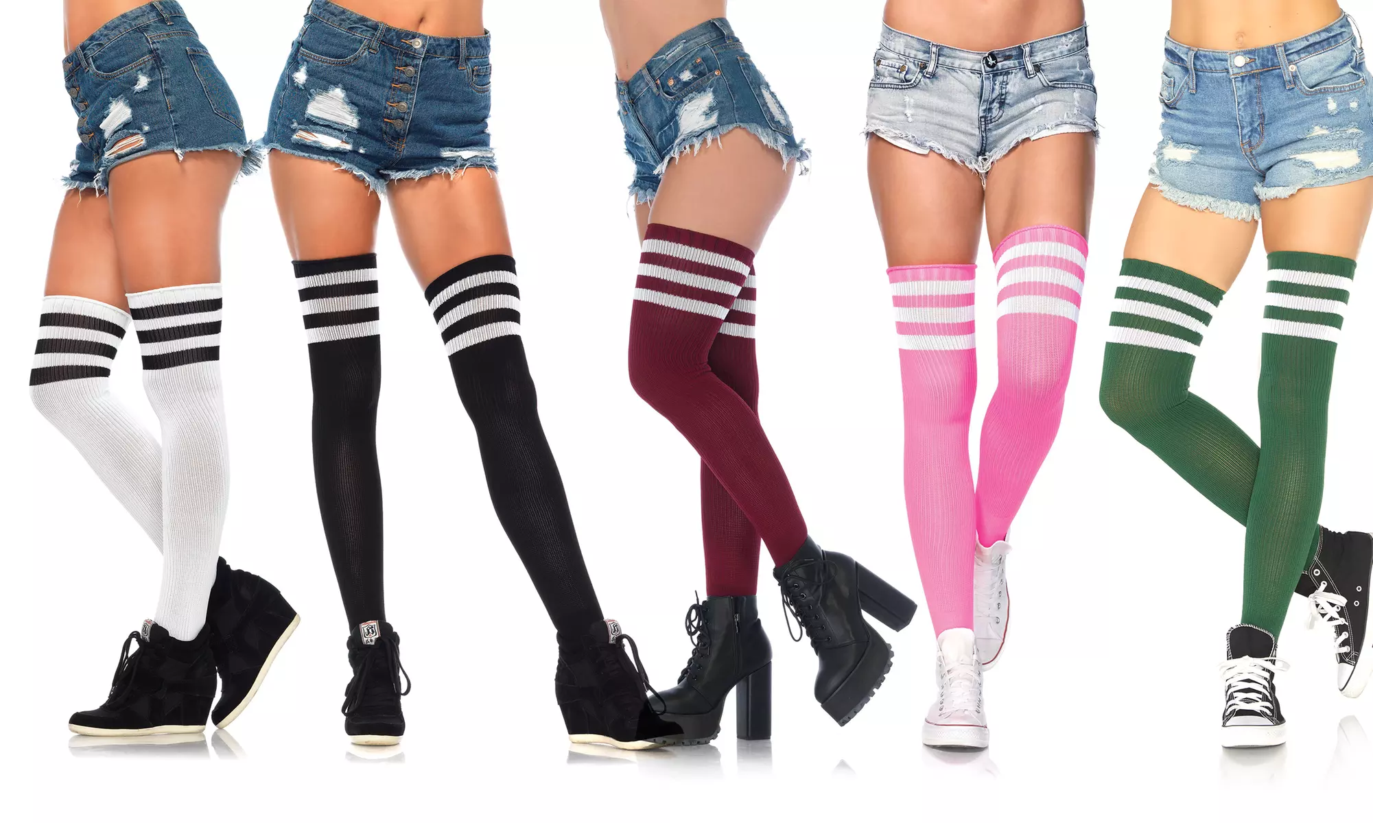 Leg Avenue Women's Athletic Thigh High Striped Socks  - Primary Image