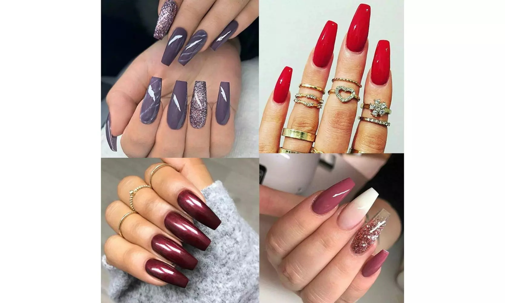 100pcs Professional Fake Nails Long Ballerina Half French Acrylic Nail Tips - Primary Image