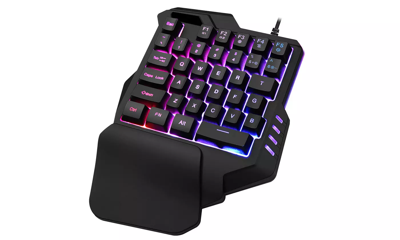 BLOODBAT 35-Key One-Handed Membrane Gaming Keyboard RGB Backlit Mini Keypad - Primary Image