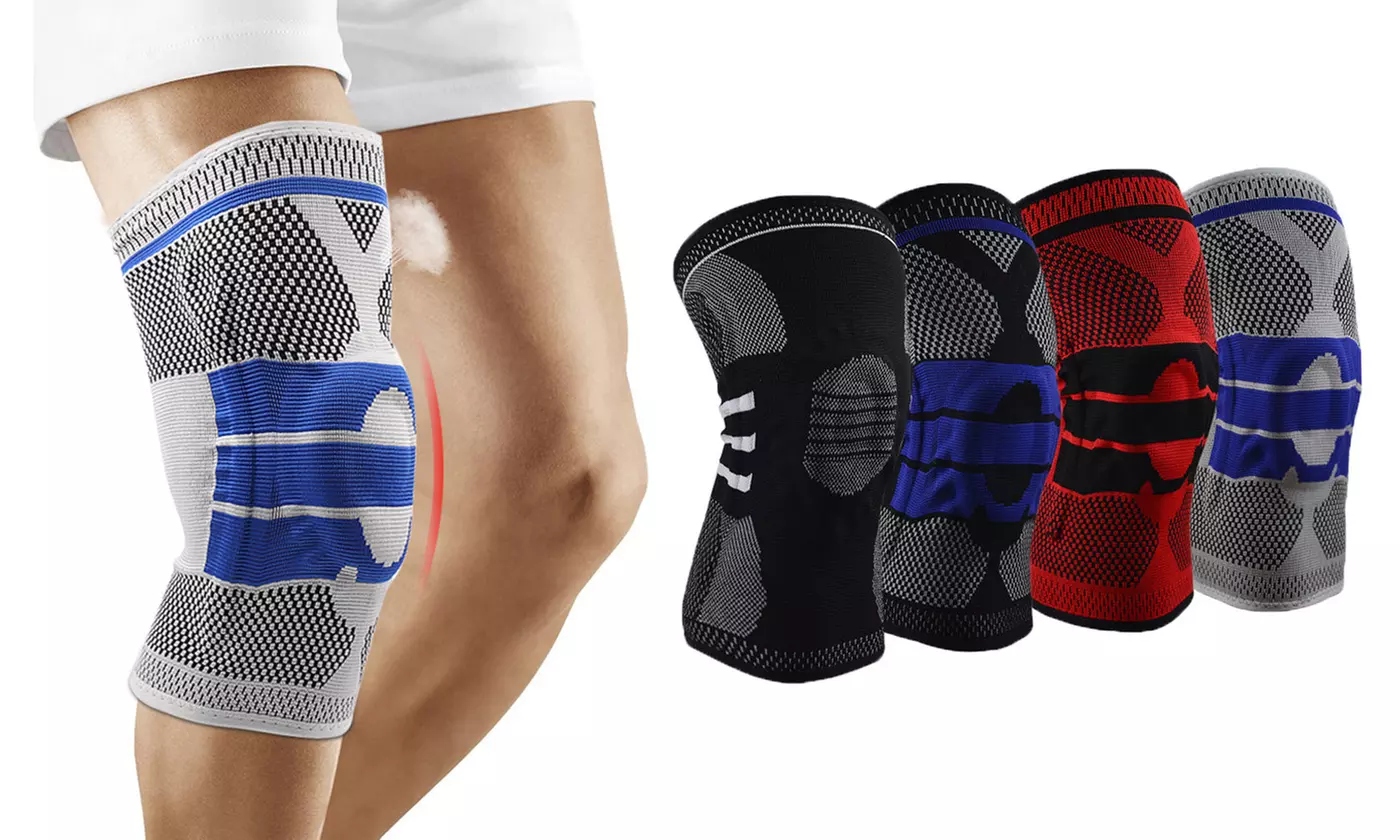 1Pcs Sports Knee Support Pad High Compression Silicone Padded Knee Sleeve Brace - Primary Image
