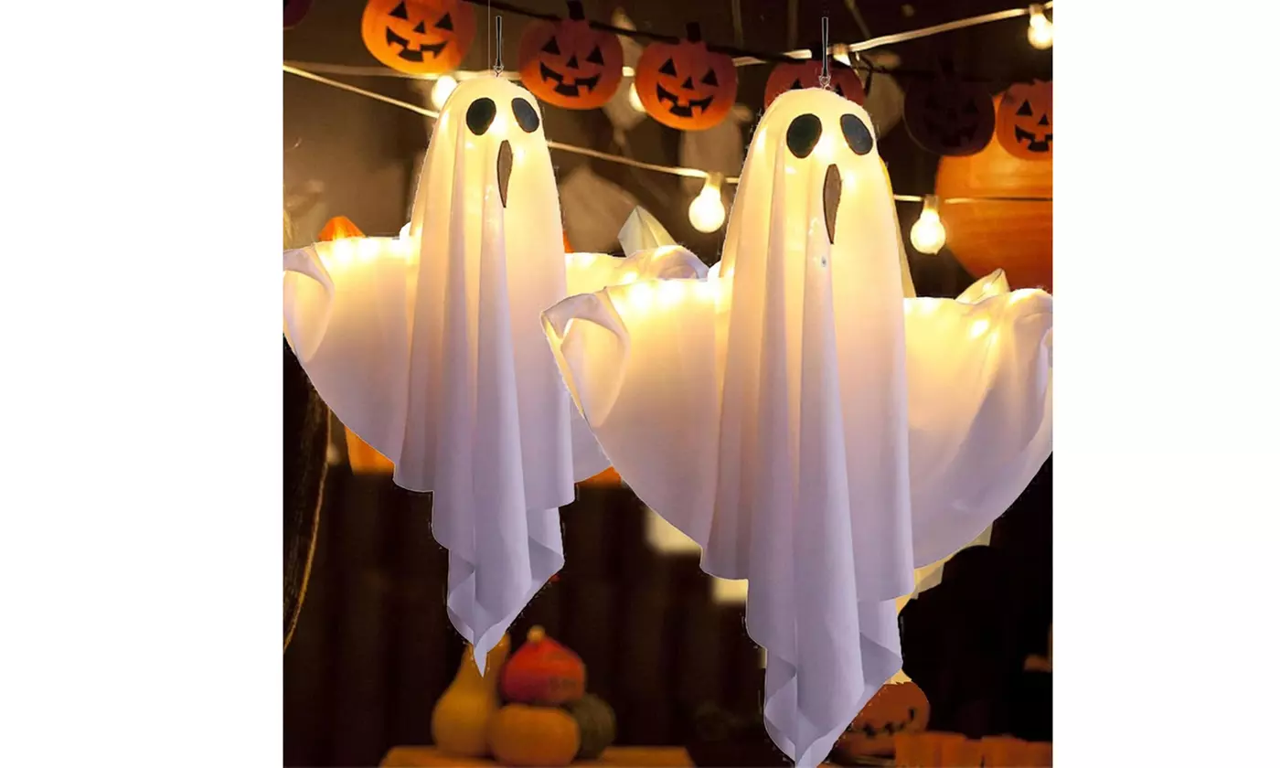 Halloween Light Up Hanging Glowing Ghost Pumpkin Flying Ghost Decoration