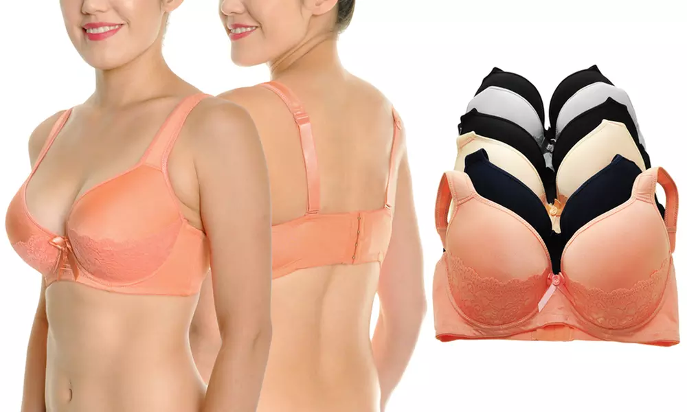 Women's Plus Size Full Coverage w/Cushioned Straps Size D-DD-DDD (6-Pack) - Second Medium