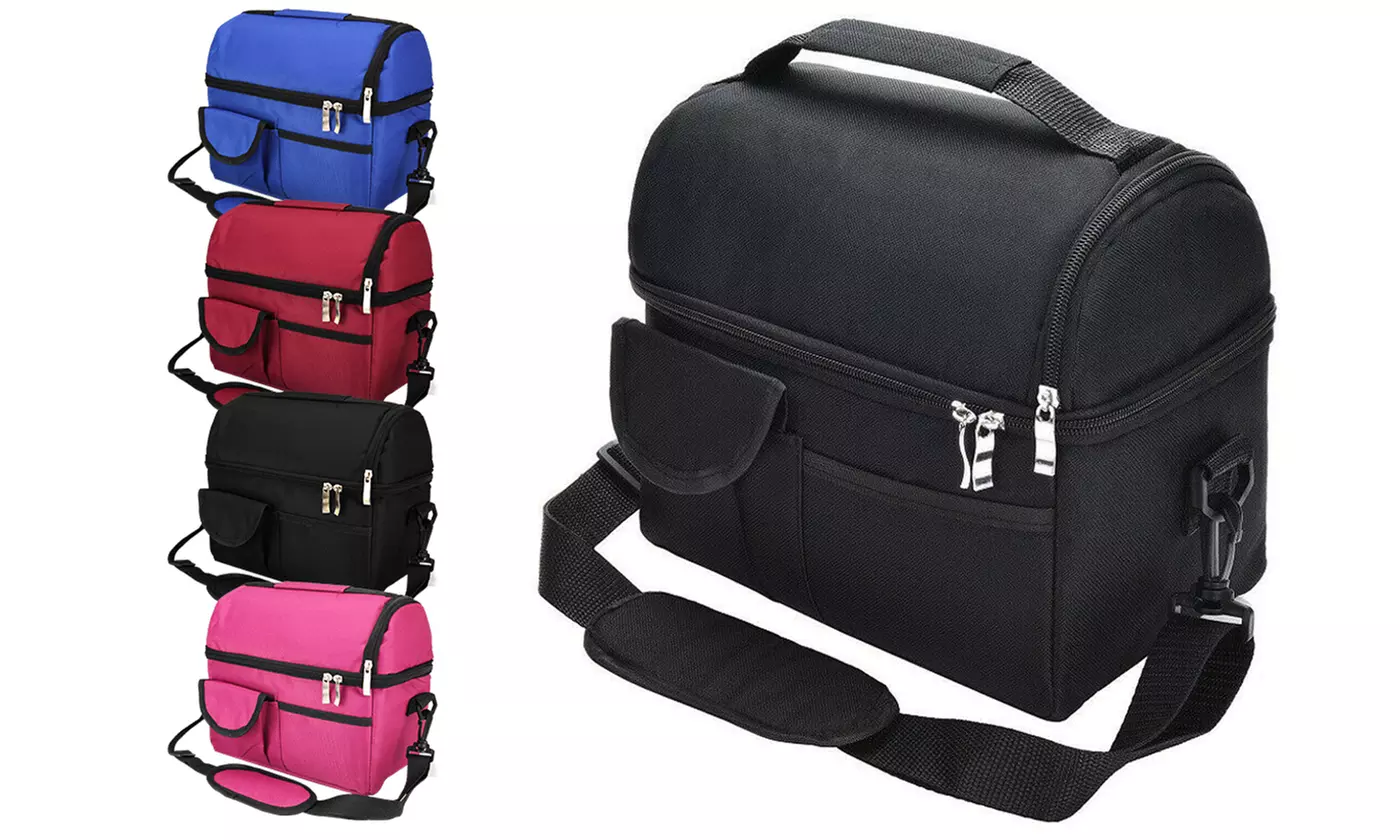 Insulated Lunch Bag Dual Compartment Leakproof Liner Extra Large Lunch Box Tote - Primary Image