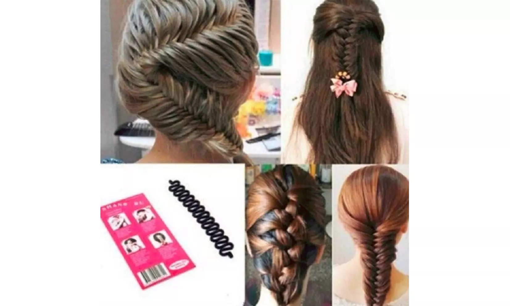 4 Pcs Hair Styling Clip Stick Bun Maker Braid Tool Hair Twist DIY Braiding Tool - Primary Image