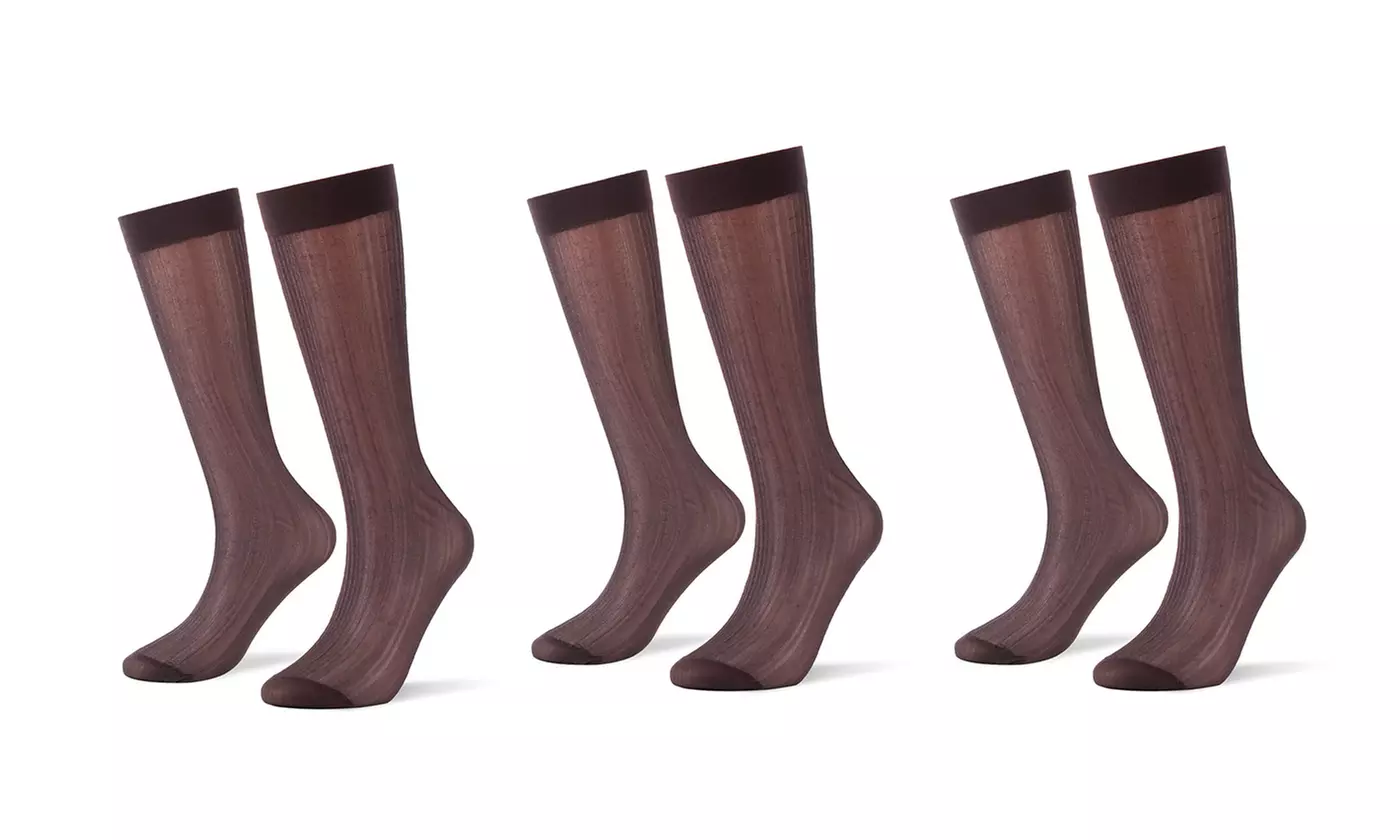 Wide Striped Sheer Dress Sock Silk High Thin Breathable Socks