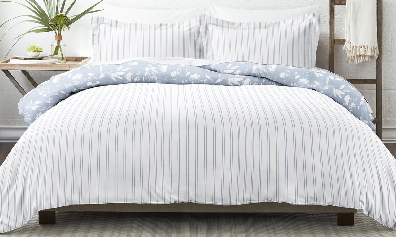 Home Collection Country Home Pattern 3 Piece Reversible Duvet Cover Set