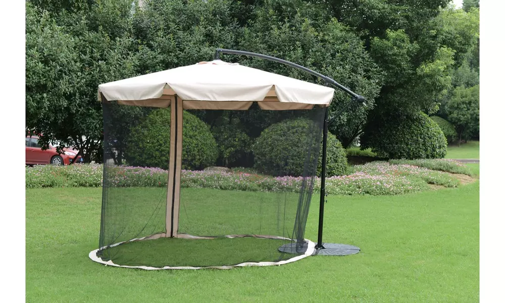 10-Ft. Outdoor Offset Shade Umbrella with Mosquito Net - Second Medium