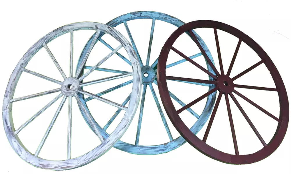 Wooden Wagon Wheel Outdoor Decor (2 or 3 Pack) - Second Medium