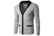 Men Long Sleeve V-Neck Top Coats Casual Cardigan Sweater Outerwear Cardigans - Second Medium