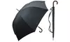 RainStoppers W069 60 in. Auto Open Black Doorman Umbrella with Wood Hook Handle