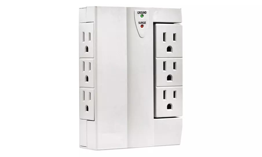 6-Outlet Swivel Side Socket Surge Protector Wall Tap ETL (1- or 2-Pack) - Second Medium
