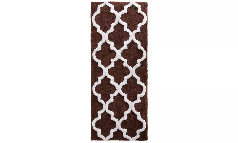 Oversized Lavish Home 100% Cotton Trellis Bathroom Mat (24" by 60")