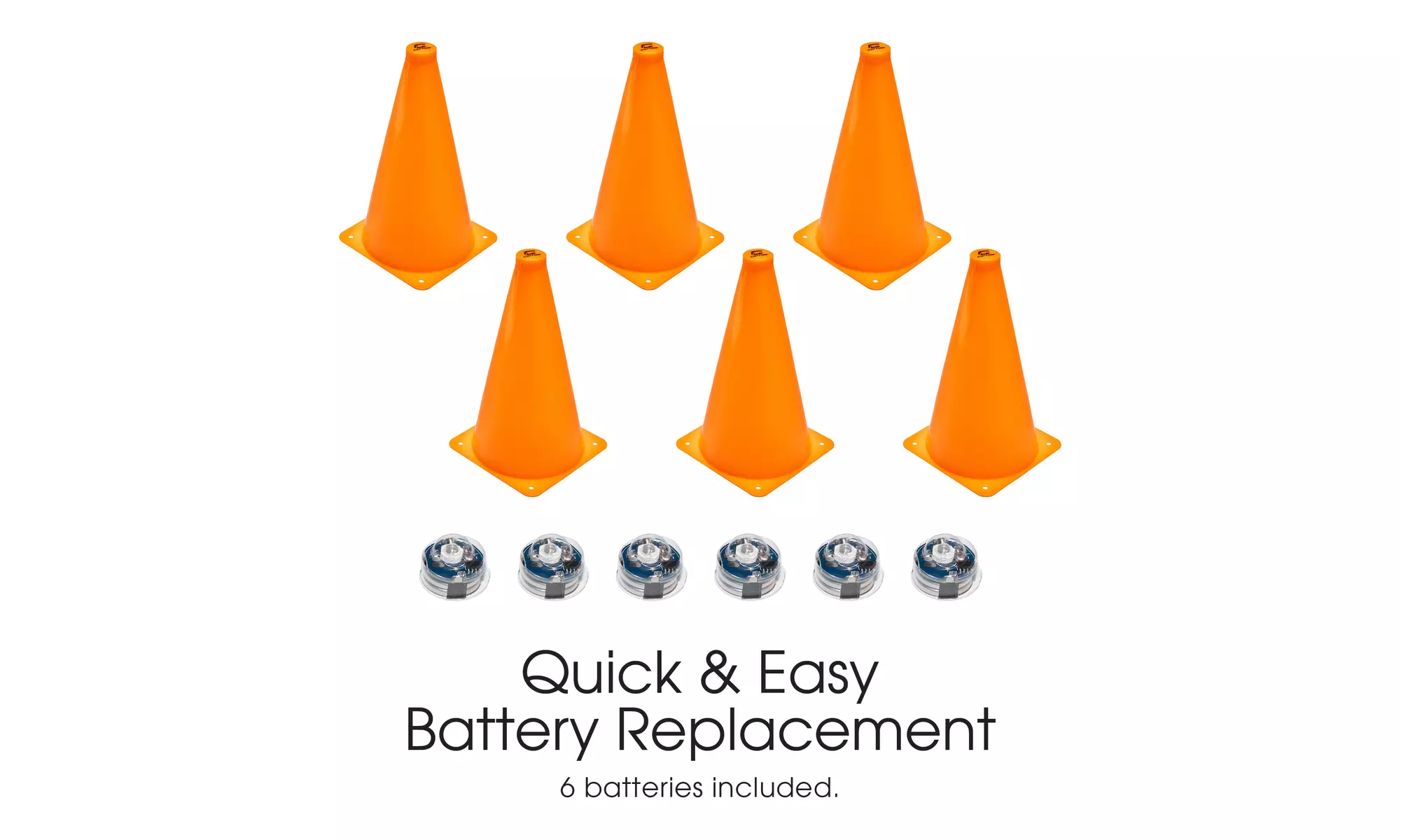 Cipton Illuminated LED Light Up Glow Cones, Training & Sports Cones, 6 Pack - Second Medium