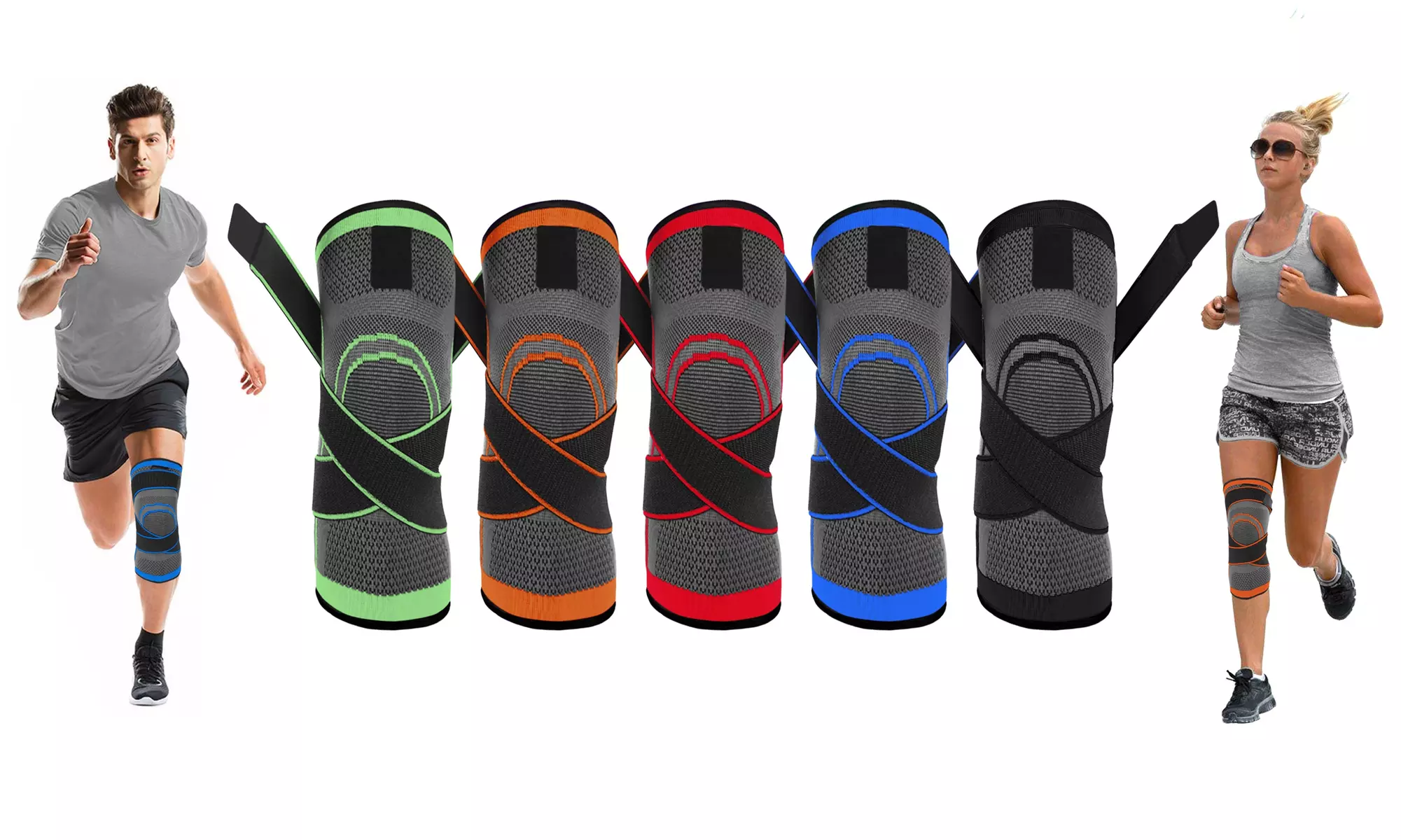 DCF Compression Knee Sleeve with Adjustable Straps Collection (1-Pair)