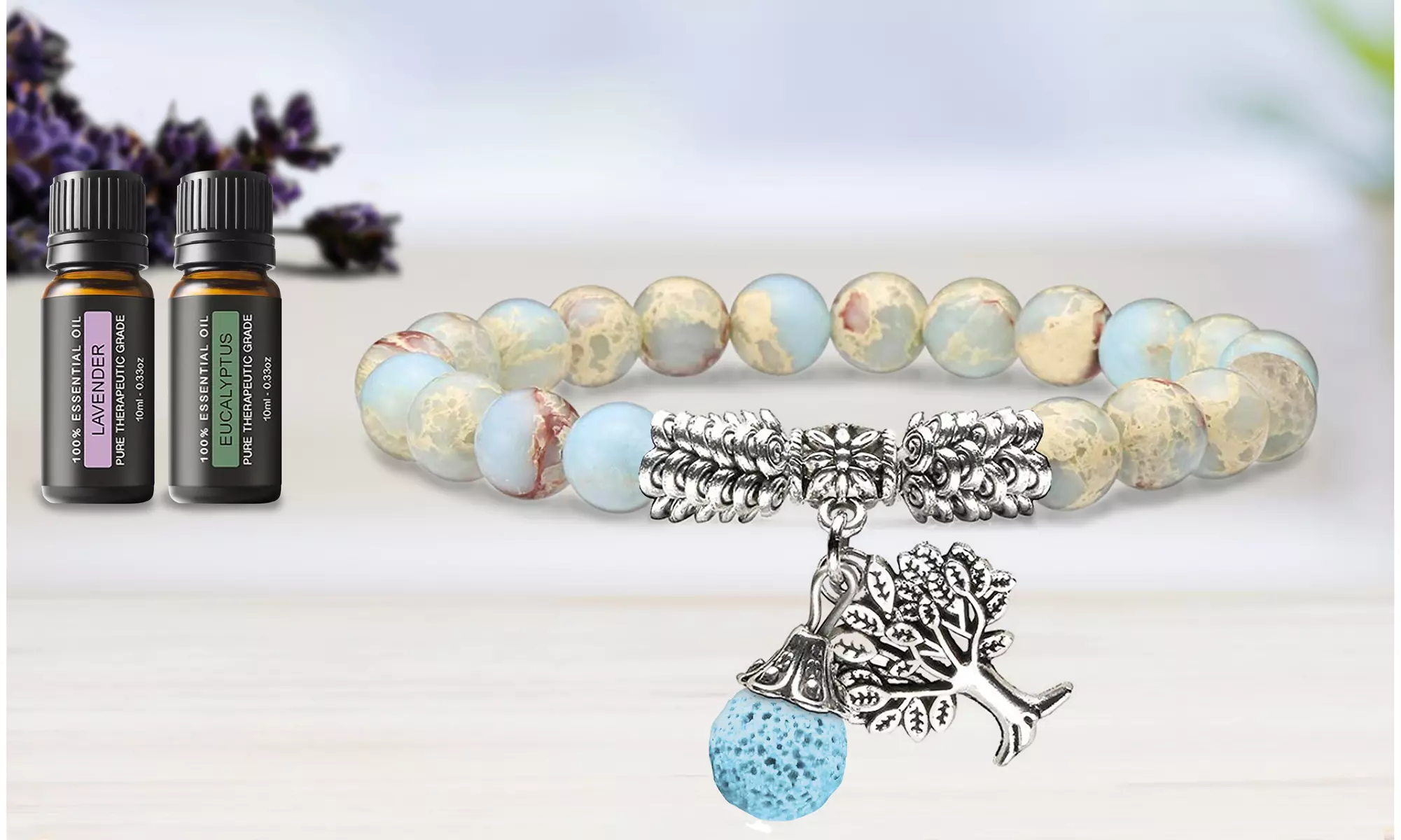 Tree of Life Bohemian Lava Diffuser Bracelet with Optional Essential Oils