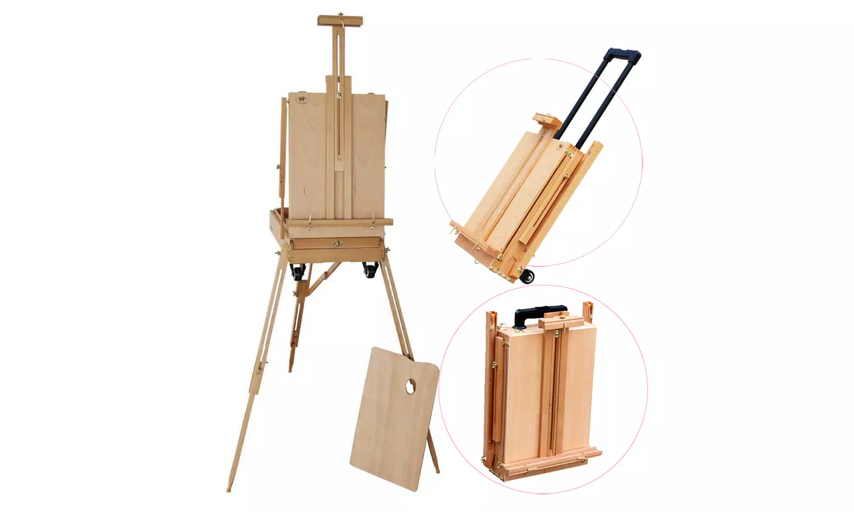 Portable Folding Artist Tabletop Easel with Wheels - Primary Image
