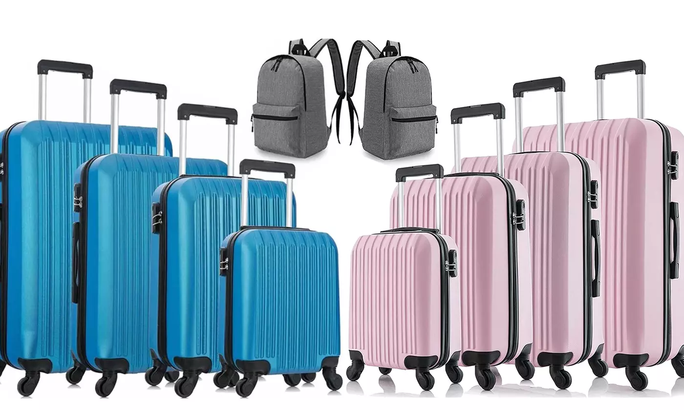5 Piece Set Luggage Sets Suitcase ABS Hardshell Lightweight Spinner Wheels - Primary Image