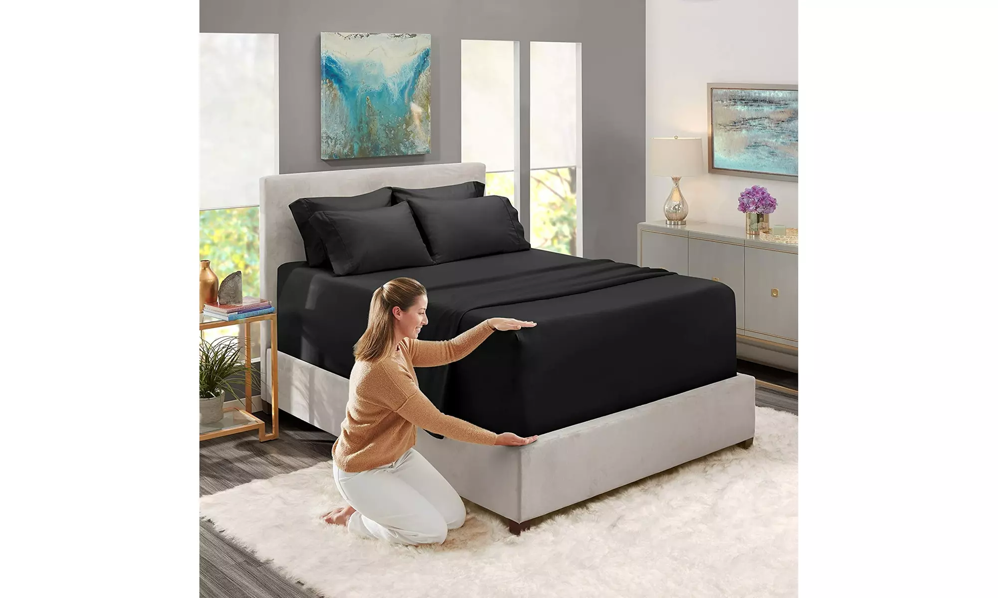 Hearth & Harbor Extra Deep Pocket Sheet Set - Microfiber Bed Sheets - 24" Depth