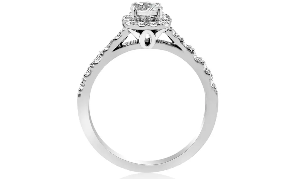 1ct Cushion Halo Diamond Engagement Ring 14K White Gold - Second Medium