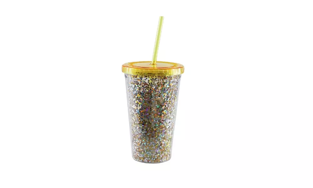 16-ounce Double Wall Glitter Tumbler with Straw - Second Medium