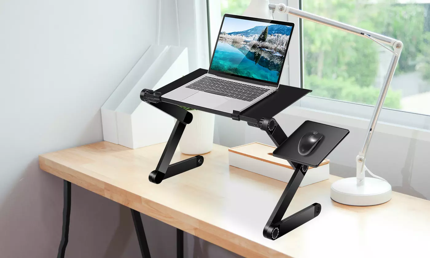 iMounTEK Adjustable Foldable Laptop Table Stand with Detachable Mouse Pad Board