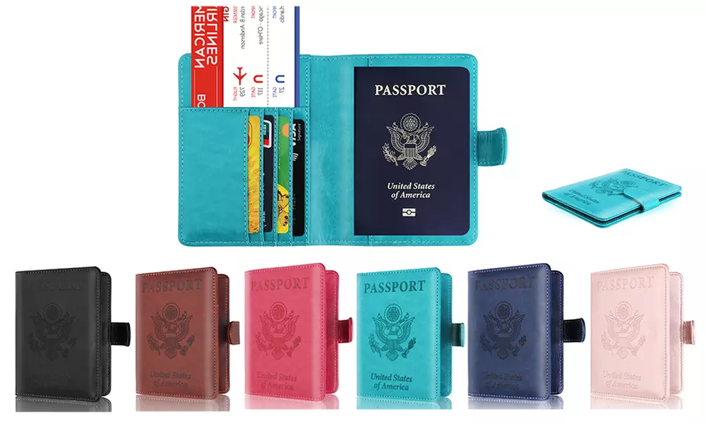 RFID Blocking Leather Passport Holder Anti-Theft Anti-Scanning Travel Wallet  - Primary Image