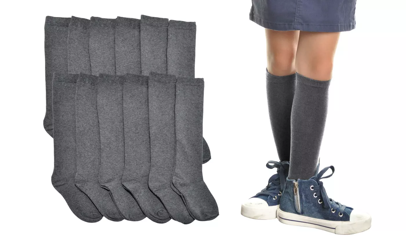 12 Pairs Essential Uniform Knee-High School Socks
