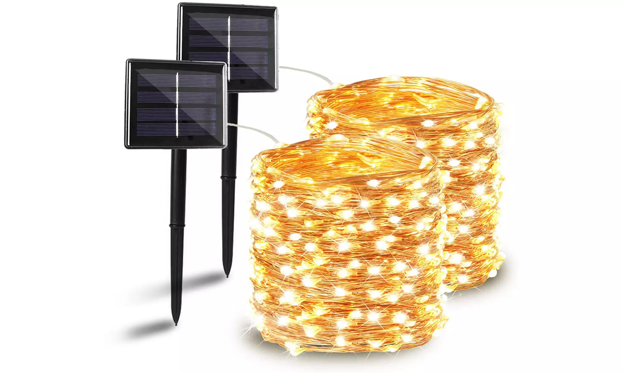 72ft 200 LED Solar String Lights Copper Wire Solar Powered Lights (2 Pack) - Primary Image