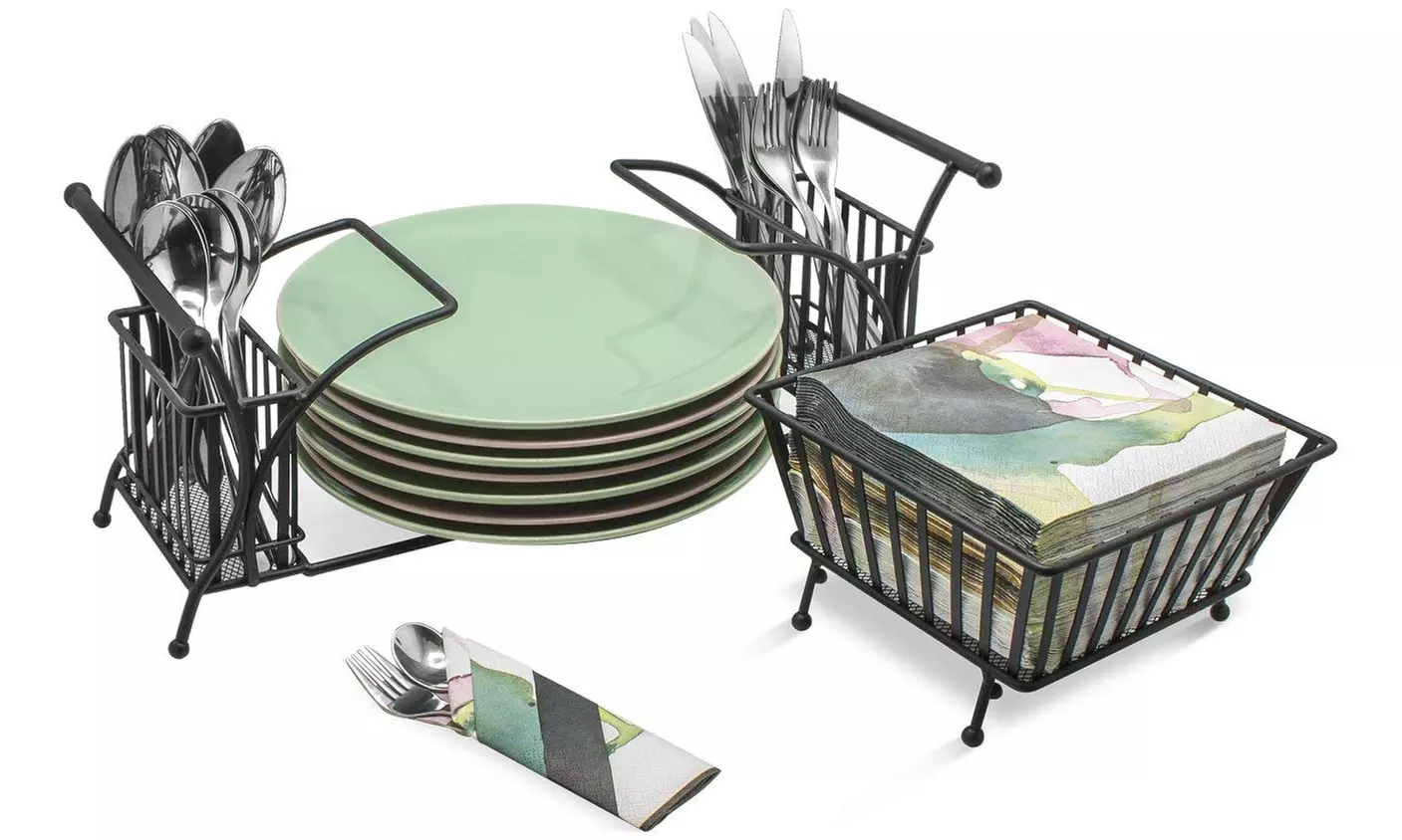 Stackable Silverware Flatware & Utensil Caddy- Multi-Purpose Napkin/Plate Holder - Primary Image