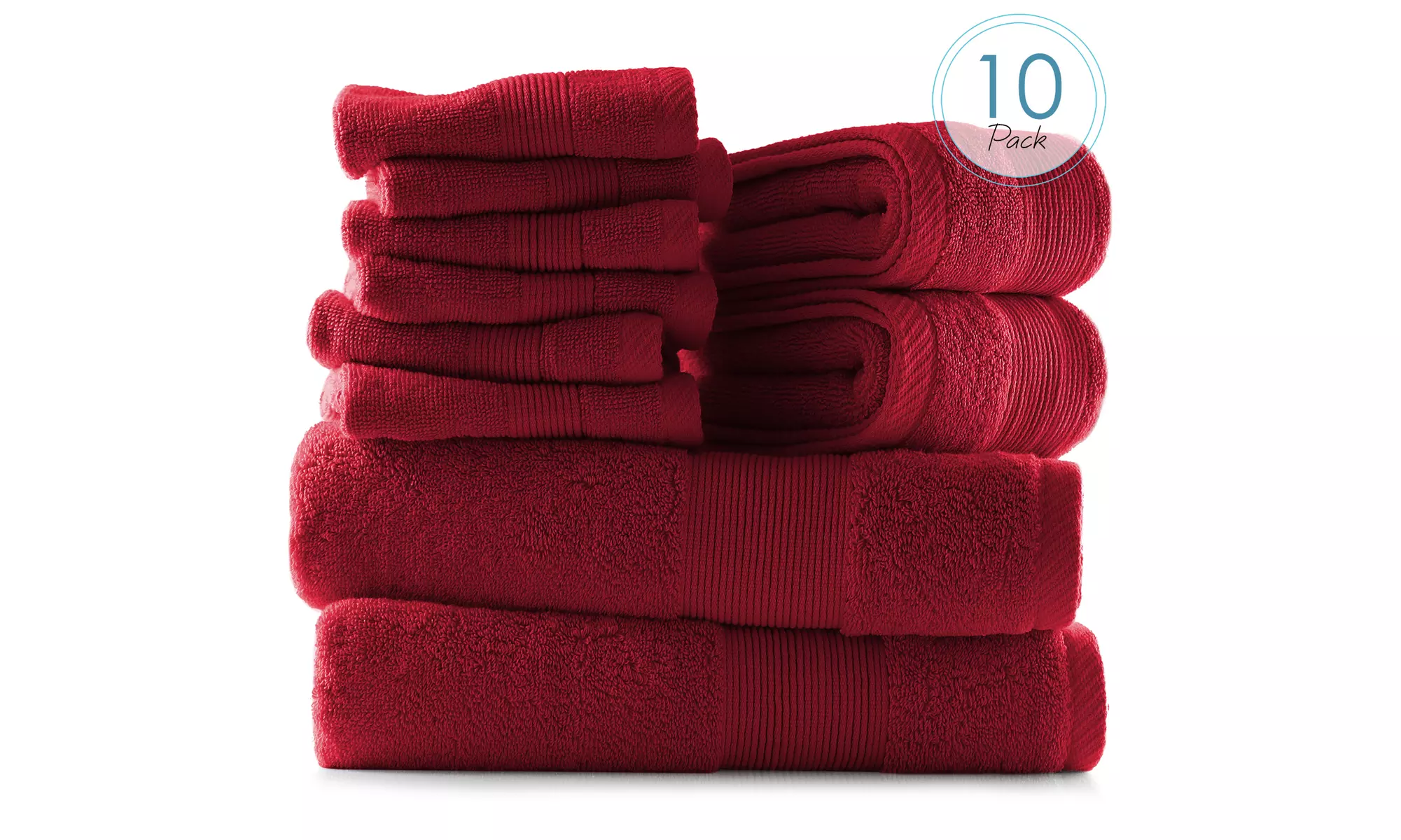 Hearth & Harbor Towels -100% Cotton Set of 10 ; 2 Bath, 2 Hand and 6 Washcloths