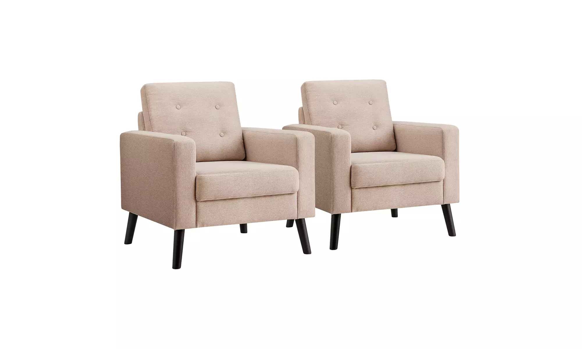 Costway Set of 2 Modern Tufted Accent Chair Linen Upholstered Armchair - Primary Image